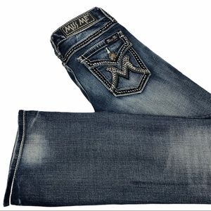 Miss Me Distressed Embroidered Jeans Size 26 Women